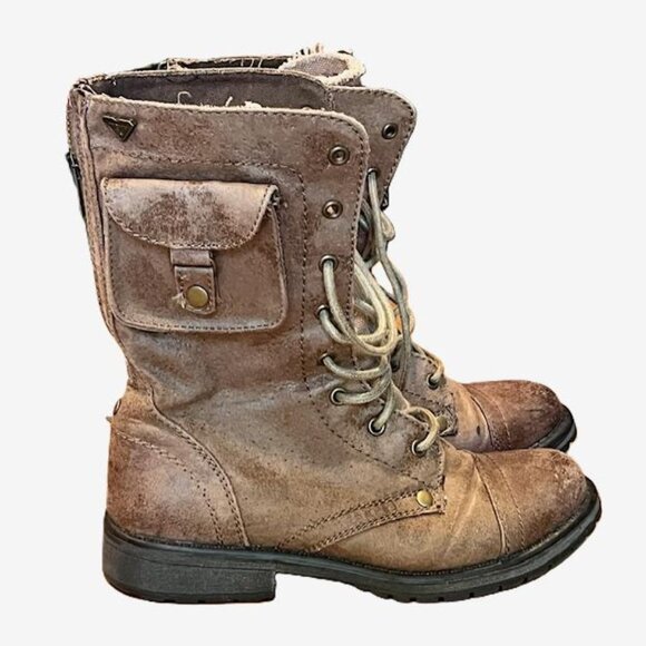 Roxy Shoes - Vintage Y2K Roxy Seattle IV Lace-Up Boots with Side Pouches, Zippers. Size 6.